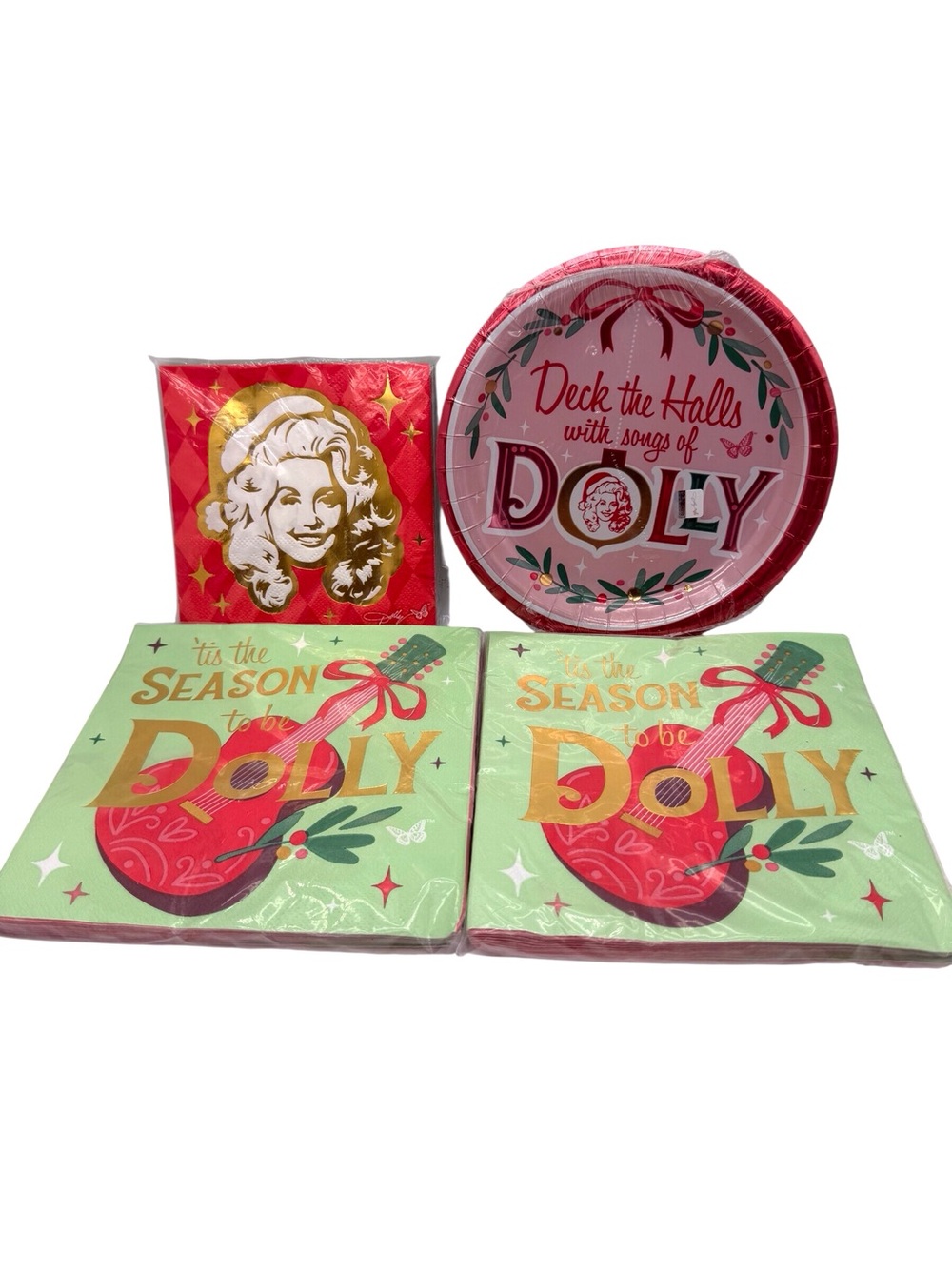 Tis The Season To Be Dolly /deck The Halls Dolly Parton Party Napkins & Plates